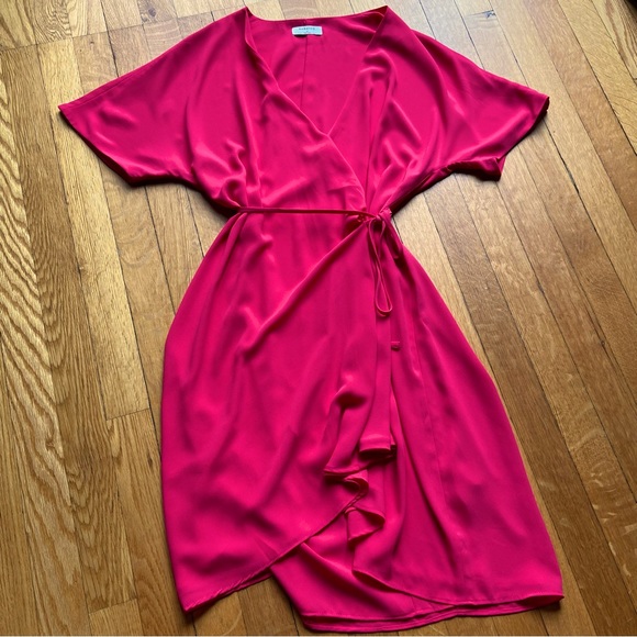 Aritzia Dresses & Skirts - Bright Pink Babaton Wrap Dress
